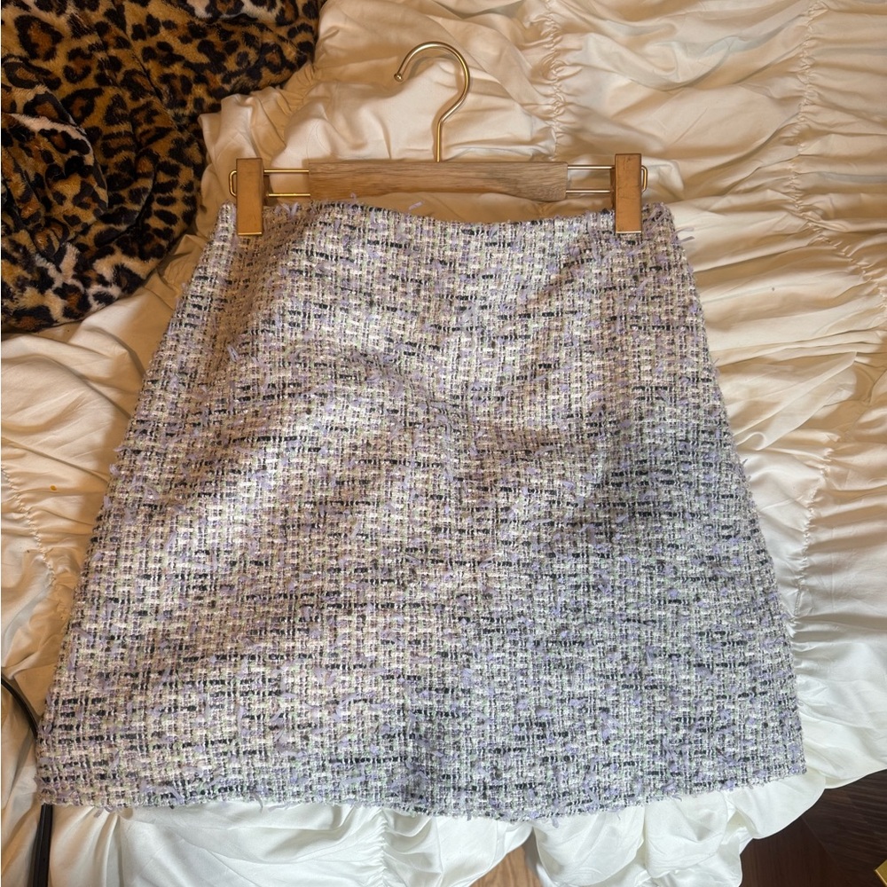 Club Monaco Textured Woven A-Line Skirt  purple , black and cream